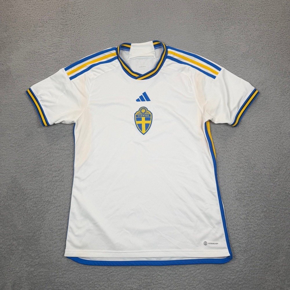 Adidas Sweden National Team Away Jersey White Blue Yellow Mens L AEROREADY 2022